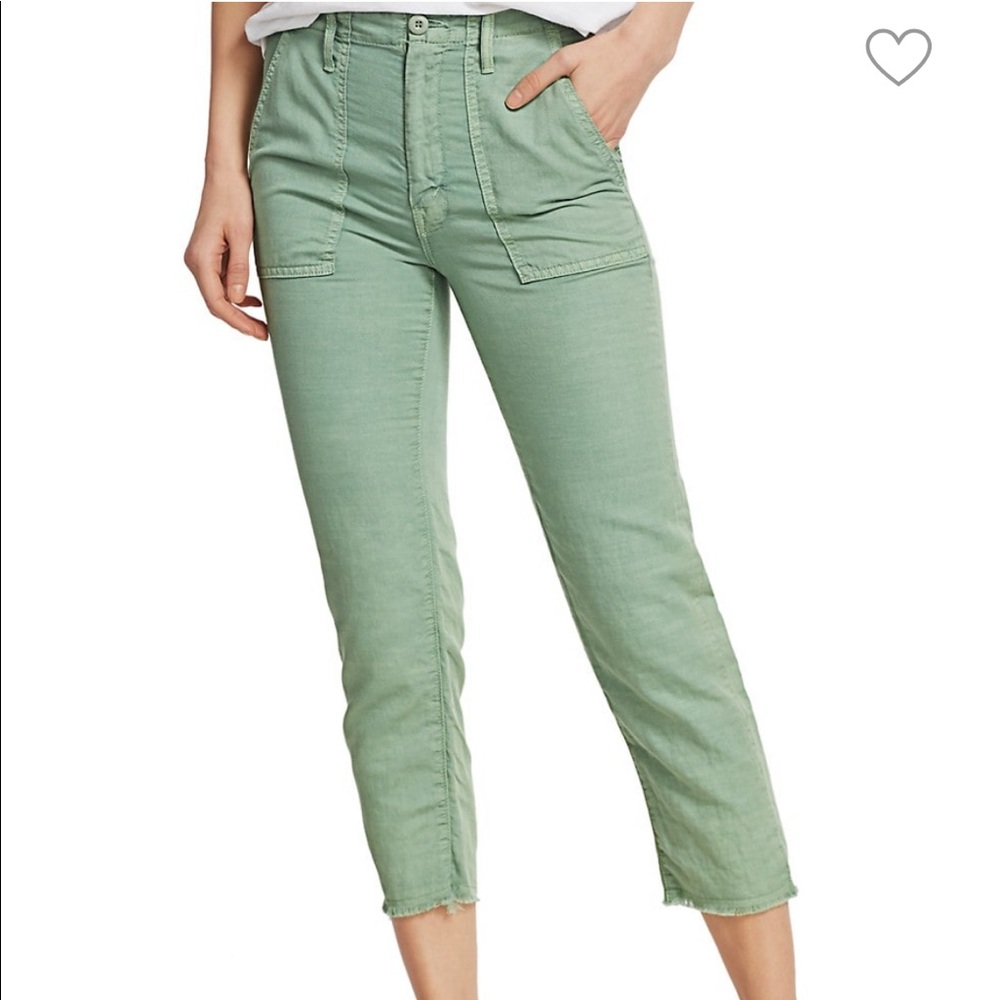 MOTHER the shaker high rise chop crop linen-blend jeans